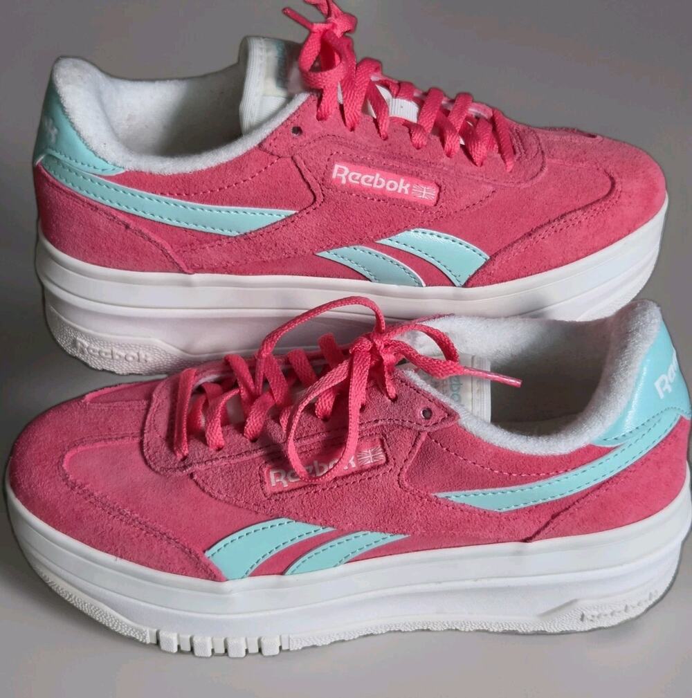 Reebok Women's US 8 Campio Extra Platform Sneakers Suede Passion Pink Glitch